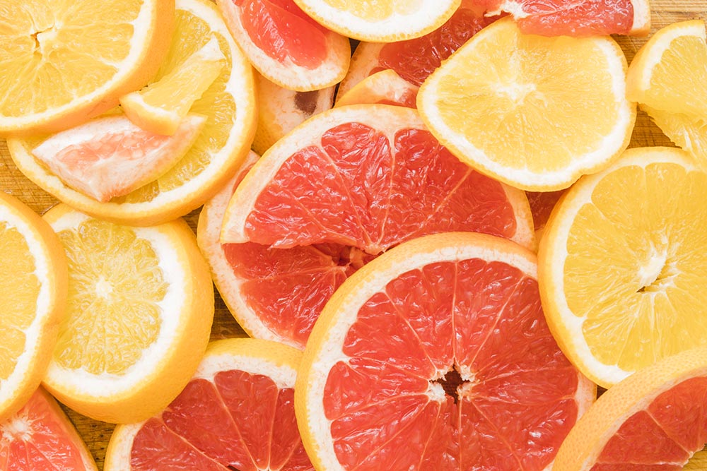pieces juicy citrus fruits